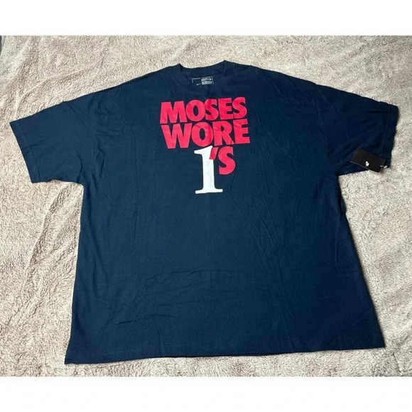 Rare  NIKE Men's Blue T- Shirt Moses Malone Promo AF1 size 3XL NWT - Picture 2 of 15